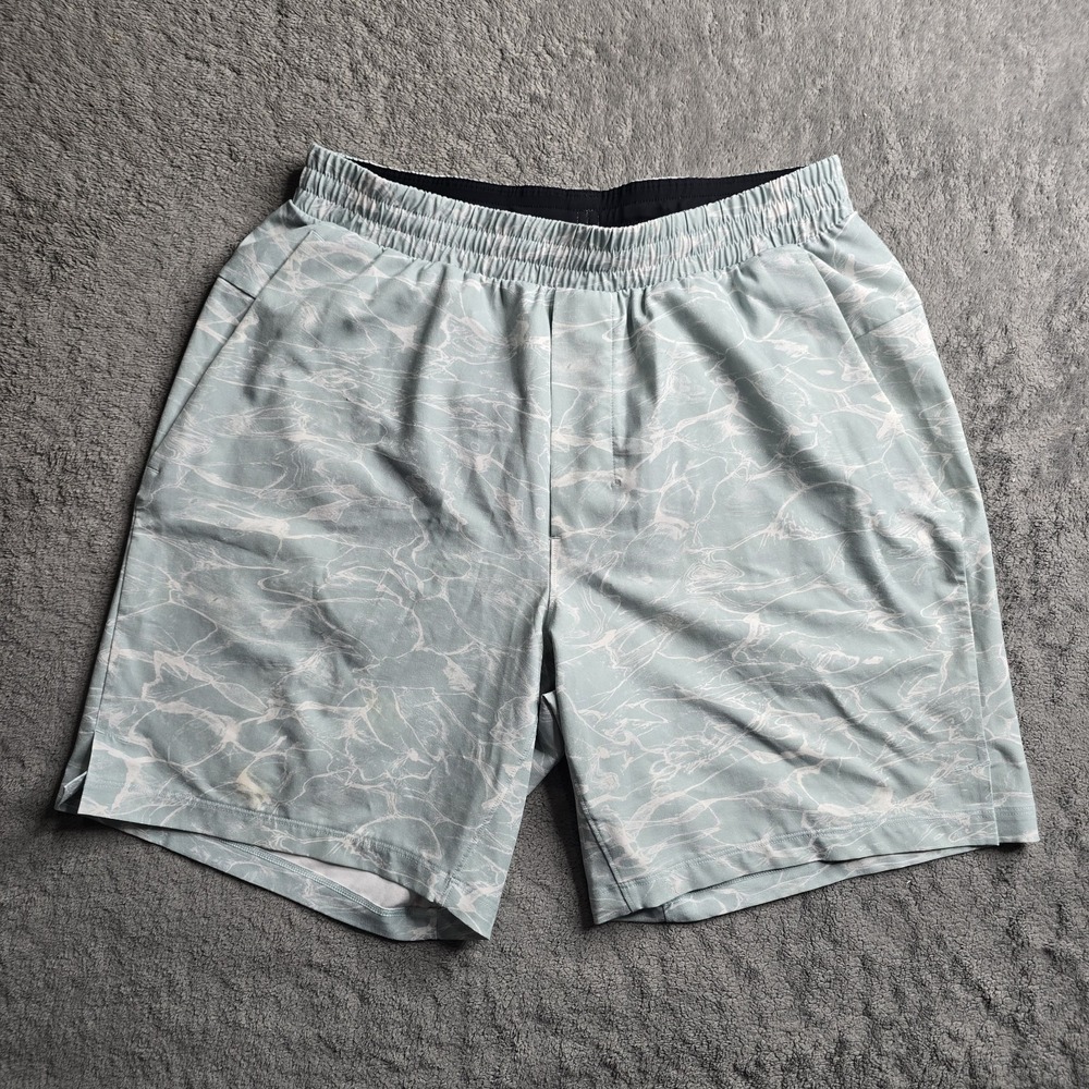 Lululemon Chanel Cross Swim Short 7" Mens Medium Blue Aqua Drawstring
